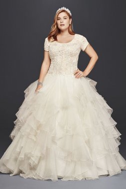 Short Sleeve Modest Wedding Dress 4XL8SLCWG568