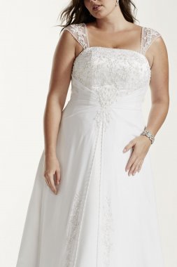 Satin Wedding Dress with Detachable Cap Sleeves Collection 4XL9NTV9010