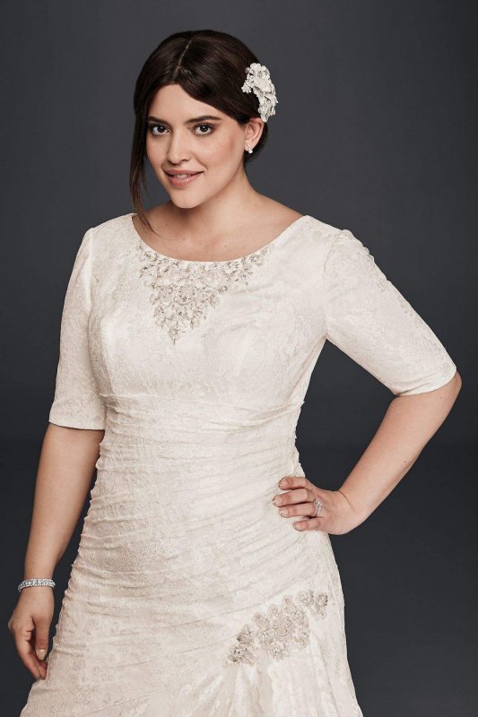 Lace Plus Size Wedding Dress with Elbow Sleeves Collection 4XL9SLYP3344