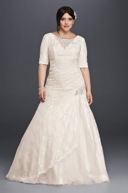 Lace Plus Size Wedding Dress with Elbow Sleeves Collection 4XL9SLYP3344