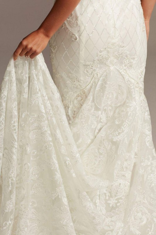 Beaded Brocade Embellished Tall Plus Wedding Dress 4XL9SWG835