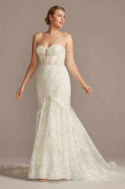 Beaded Brocade Embellished Tall Plus Wedding Dress 4XL9SWG835