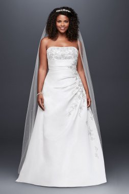 Extra Length A-line Side Drape Strapless Gown Collection 4XL9V9665
