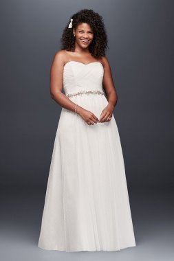 Extra Length Swiss Dot Tulle Empire Waist Gown 4XL9WG3438
