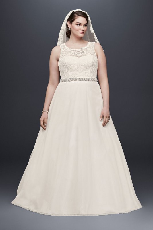 A-line Plus Size Wedding Dress with Tulle Skirt Collection 4XL9WG3711