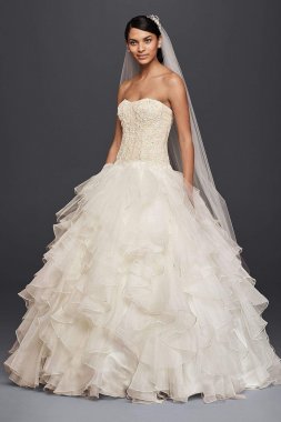 Extra Length Organza Ruffle Skirt Wedding Dress 4XLCWG568
