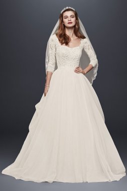 Organza Wedding Dress with 3/4 Sleeve 4XLCWG731