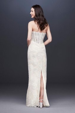 Removable Overskirt Lace Sheath Wedding Dress 4XLCWG816