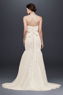 Extra Length Strapless Lace Dress with Tulle Skirt 4XLKP3765