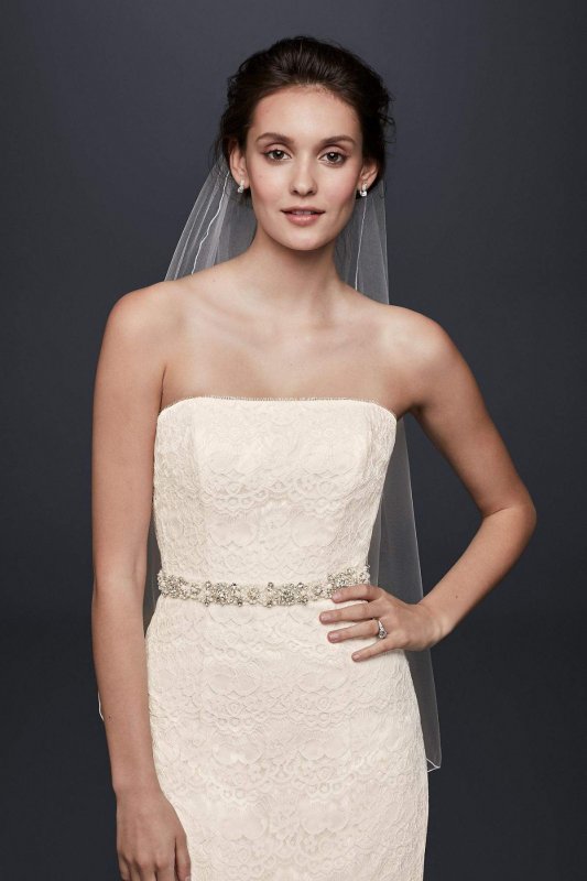 Extra Length Strapless Lace Dress with Tulle Skirt 4XLKP3765