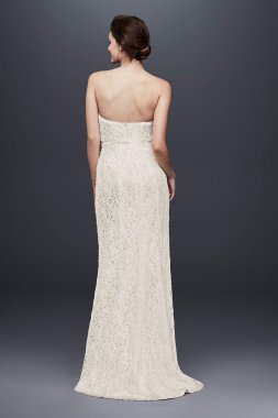 Extra Length Beaded Lace Gown with Empire Waist 4XLS8551