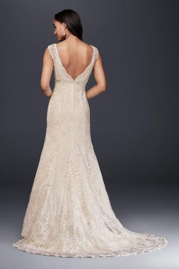 Lace Trumpet Wedding Dress with Deep V Neckline Collection 4XLT9612
