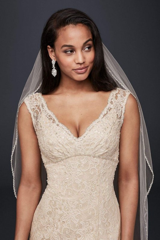 Lace Trumpet Wedding Dress with Deep V Neckline Collection 4XLT9612