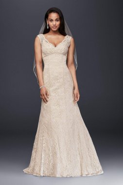 Lace Trumpet Wedding Dress with Deep V Neckline Collection 4XLT9612