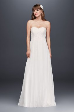 Extra Length Swiss Dot Tulle Empire Waist Gown 4XLWG3438