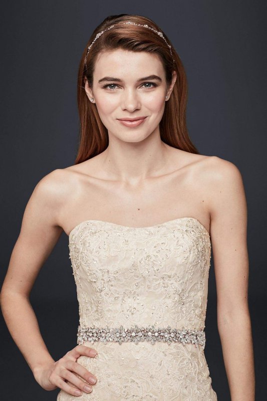 Jewel Lace A-Line Wedding Dress with Beaded Detail 4XLWG3755