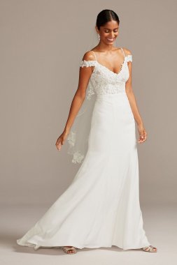 Floral Applique Sheer Bodice Tall Wedding Dress Collection 4XLWG3977
