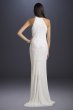 Lattice-Beaded Halter Neck Sheath Wedding Dress 51003