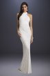 Lattice-Beaded Halter Neck Sheath Wedding Dress 51003