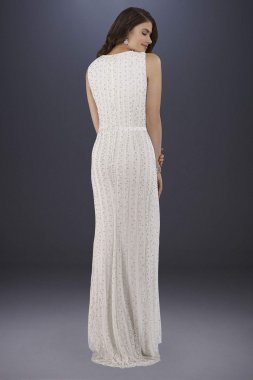 Brandy Beaded Faux-Wrap V-Neck Wedding Dress 51018