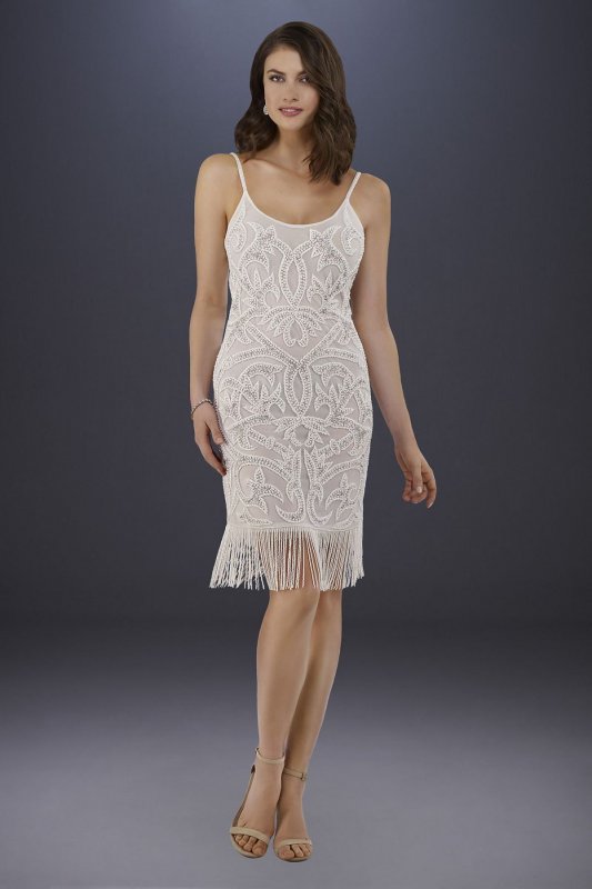 Demi Beaded Short Fringe Hem Wedding Dress 51040
