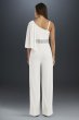 Drape-Shoulder Jersey Jumpsuit with Crystal Waist 5283