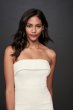Strapless Stretch Crepe Short Dress with Flounce Bardot 53007DB