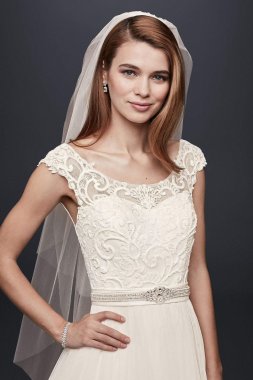 Petite Wedding Dress with Illusion Neckline Collection 7NTWG3741