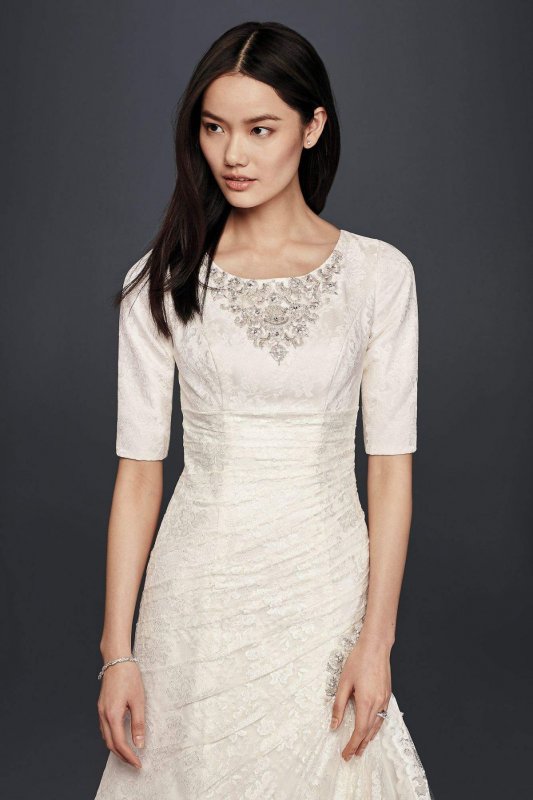 Petite Trumpet Wedding Dress with 3/4 Sleeves Collection 7SLYP3344