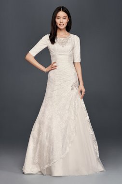 Petite Trumpet Wedding Dress with 3/4 Sleeves Collection 7SLYP3344
