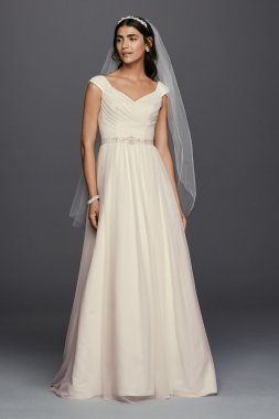 Petite Tulle A-line Wedding Dress and Beaded Sash Collection 7WG3787