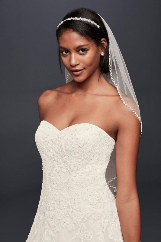Organza Petite Wedding Dress with Beaded Appliques Jewel 7WG3837