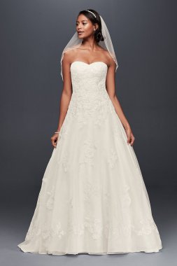 Organza Petite Wedding Dress with Beaded Appliques Jewel 7WG3837