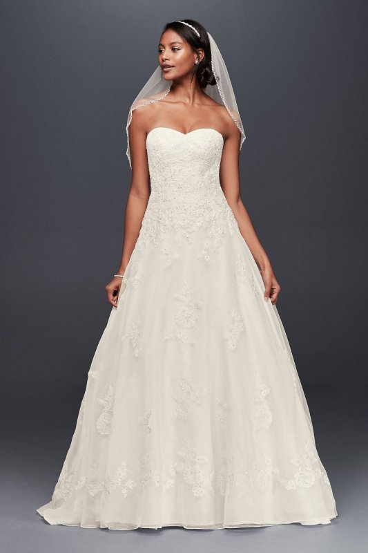 Organza Petite Wedding Dress with Beaded Appliques Jewel 7WG3837