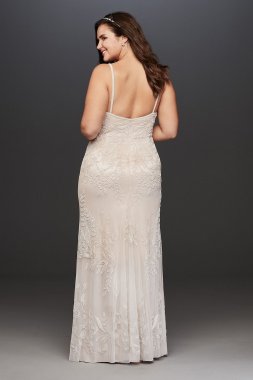 Allover Floral Beaded Plus Size Wedding Dress 8AP2E205469