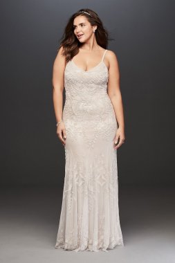 Allover Floral Beaded Plus Size Wedding Dress 8AP2E205469