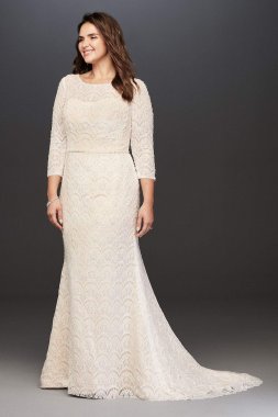 Boatneck 3/4 Sleeved Wedding Dress 8CWG711