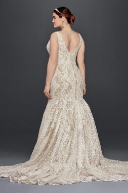 Plus Size Lace Trumpet Wedding Dress 8CWG747