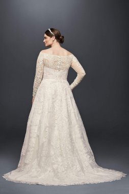 Off-The-Shoulder Plus Size A-Line Wedding Dress 8CWG765