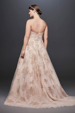 Metallic Lace Plus Size A-Line Wedding Dress 8CWG767