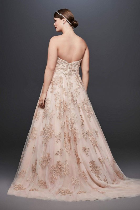 Metallic Lace Plus Size A-Line Wedding Dress 8CWG767