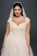 Cap Sleeve Lace Plus Size Ball Gown Wedding Dress 8CWG768