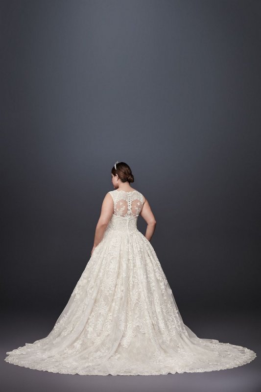 Lace Plus Size Wedding Dress with Pleated Skirt 8CWG780
