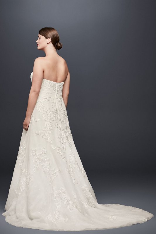 Lace Appliqued Plus Size Wedding Dress and Topper 8CWG790