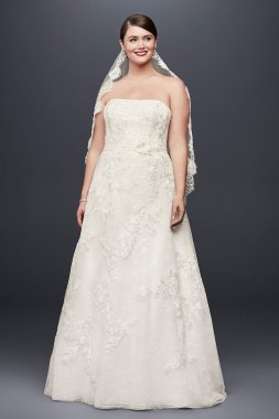Lace Appliqued Plus Size Wedding Dress and Topper 8CWG790