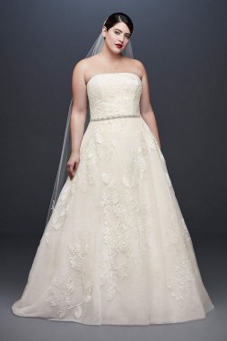 Rose Lace Plus Size Ball Gown Wedding Dress 8CWG803