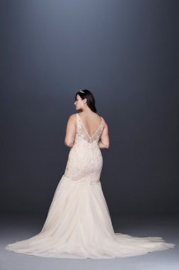 Mermaid Beaded Floral Lace Plus Size Wedding Dress 8CWG832
