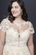 Cap Sleeve Lace Illusion Plus Size Wedding Dress 8CWG833