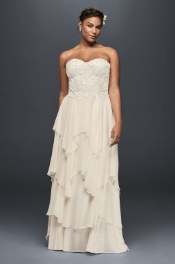 Tiered Chiffon Plus Size A-Line Wedding Dress 8MS251178