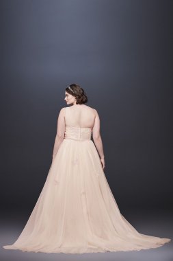 Floating Flower A-Line Plus Size Wedding Dress 8MS251190